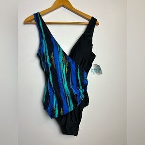 VTG Y2K Beach Belle Swimsuits for All Women's Plus Size 14 Surf print One Piece